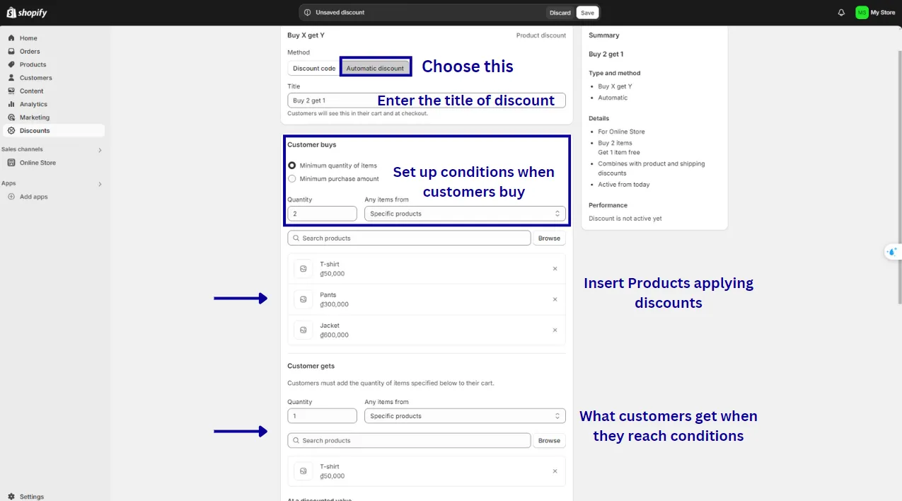 Setup configuration for automatic discounts